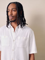 White Textured Short Sleeve Shirt - Image 4 of 7