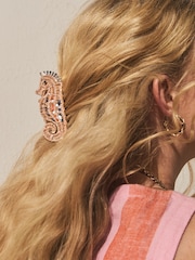 لون طبيعي - Raffia Seahorse Claw Clip - Image 1 of 5