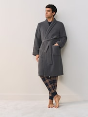 Grey Supersoft Towelling Dressing Gown - Image 1 of 7