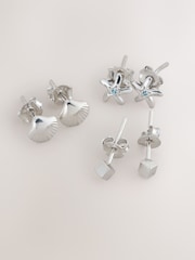 Sterling Silver Stud Earrings 3 Pack - Image 2 of 3