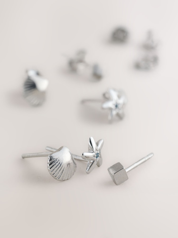 Sterling Silver Stud Earrings 3 Pack - Image 3 of 3