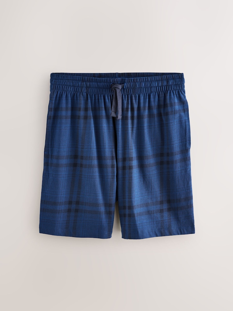 Темно-синий цвет в клетку - Набор из трикотажных пижам с шортами 3 - Изображение 2 6