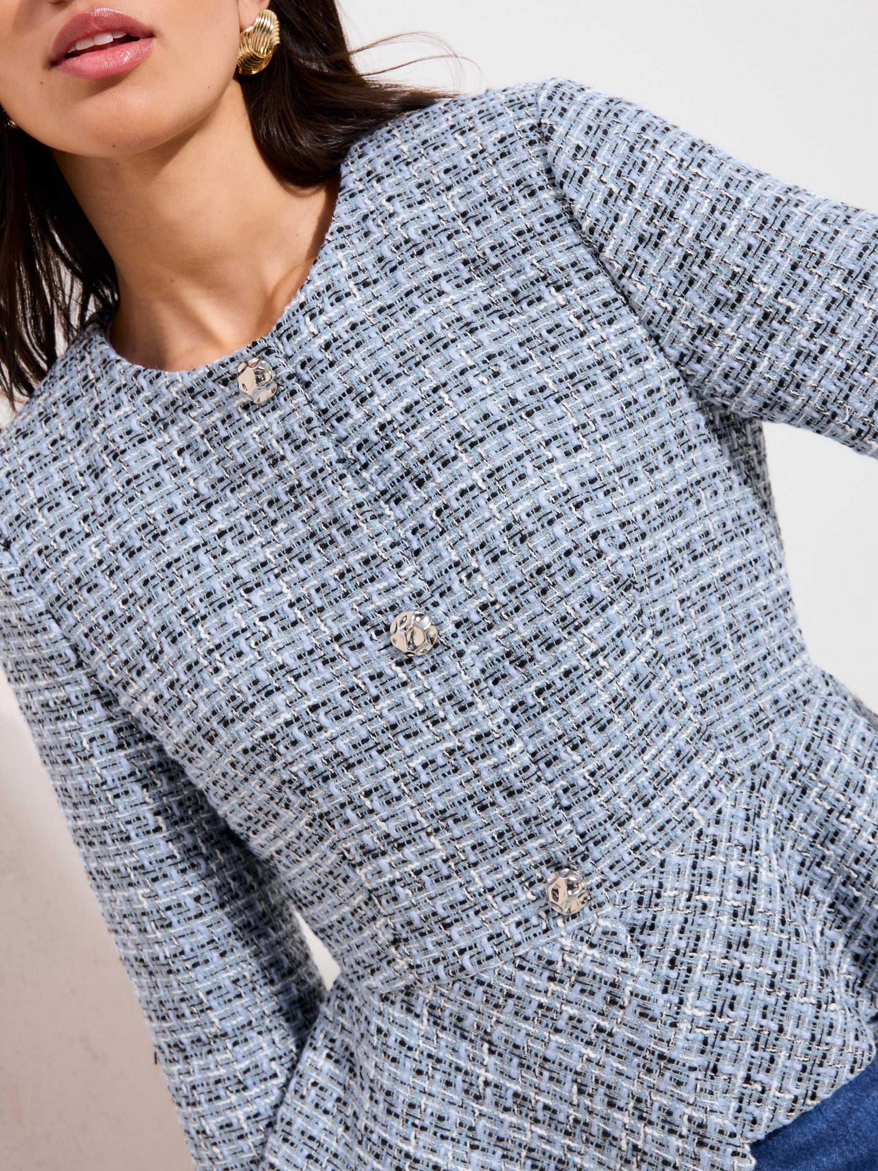 Buy Friends Like These Blue Peplum Boucle Blazer Jacket from Next