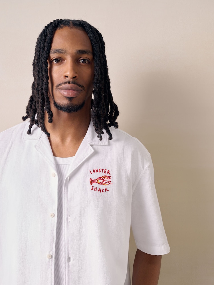 White Lobster Textured Short Sleeve Shirt - Image 4 of 4