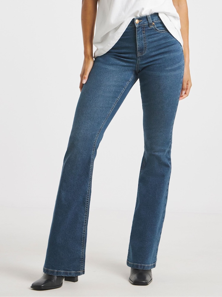 Simply Be Blue 24/7 Flared Jeans - Image 1 of 4 Simply Be Blue 24/7 Flared Jeans - Image 1 of 4