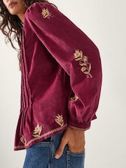 Monsoon Red Mia Embroidered Corduroy Blouse - Image 3 of 4