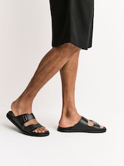 Schwarz - Ledersandalen mit zwei Schnallenriemen - Bild 2 von 8