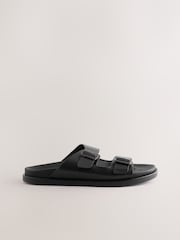 Schwarz - Ledersandalen mit zwei Schnallenriemen - Bild 3 von 8