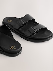 Schwarz - Ledersandalen mit zwei Schnallenriemen - Bild 5 von 8