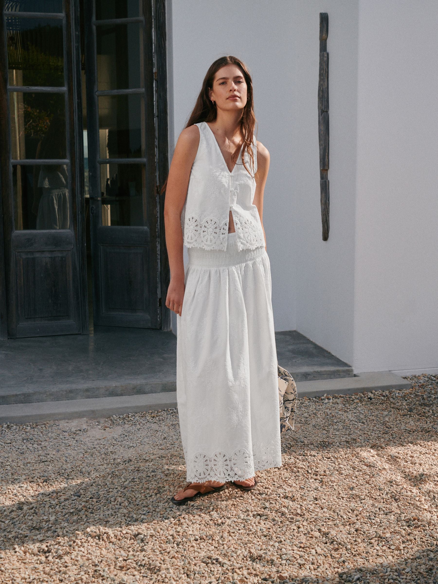 Buy Ecru Crochet Trim Maxi Skirt from the Next UK online shop