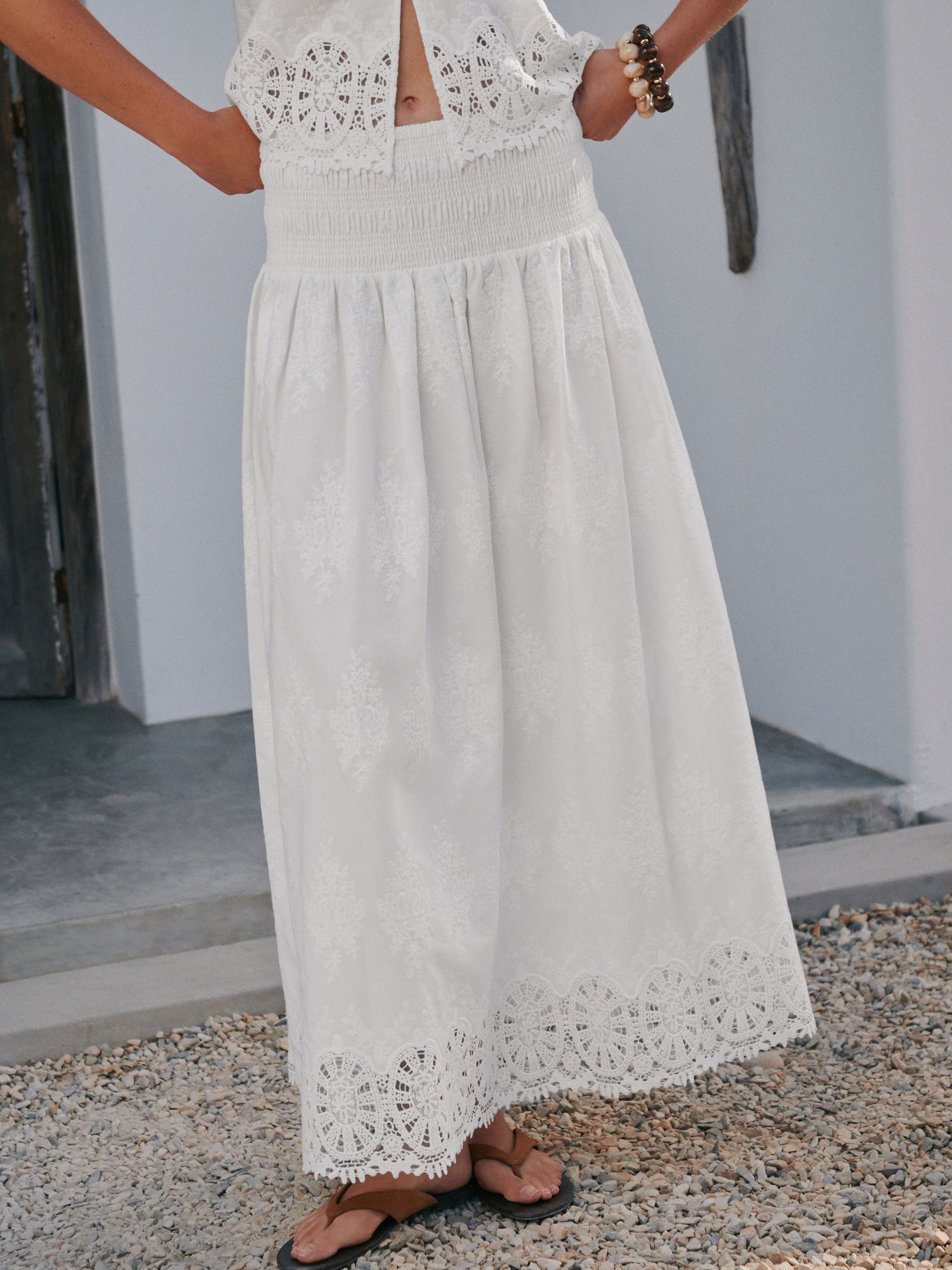 Buy Ecru Crochet Trim Maxi Skirt from the Next UK online shop