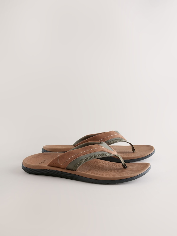 Tan Brown Flip Flops - Image 1 of 5