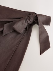 Chocolate Brown Floral Midi Sarong With Fringing - Image 8 of 8