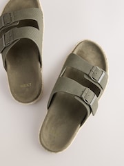 Khaki Green Jute Wrap Two Buckle Sandals - Image 6 of 7