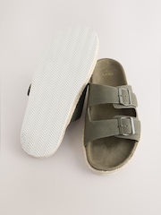 Khaki Green Jute Wrap Two Buckle Sandals - Image 7 of 7