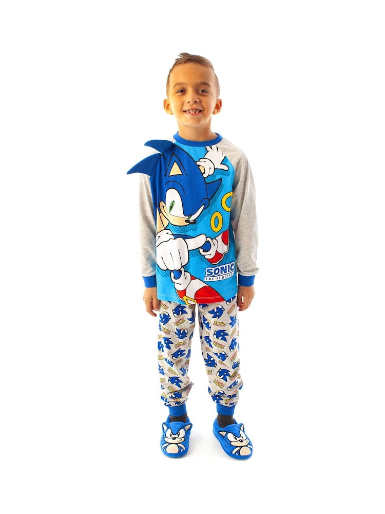 Vanilla Underground Blue Sonic The Hedgehog Long Sleeve Leg Pyjamas Set - Image 1 of 6 Vanilla Underground Blue Sonic The Hedgehog Long Sleeve Leg Pyjamas Set - Image 1 of 6