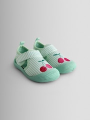 JoJo Maman Bébé Green Cherry Stripe Beach & Swim Shoes - Image 1 of 4