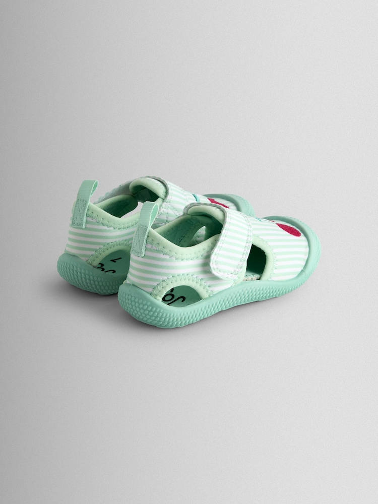 JoJo Maman Bébé Green Cherry Stripe Beach & Swim Shoes - Image 2 of 4