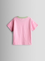 JoJo Maman Bébé Pink Daisy Striped Relaxed T-shirt - Image 2 of 3