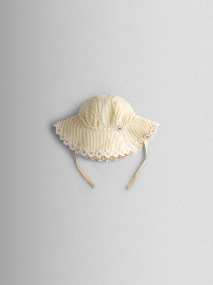 JoJo Maman Bébé Trim Seersucker Floppy Sun Hat - Imaginea 1 din 3