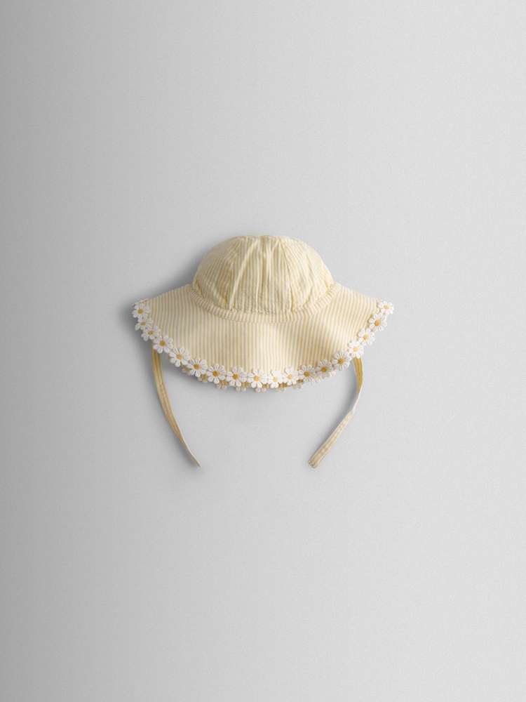 JoJo Maman Bébé Trim Seersucker Floppy Sun Hat - Imaginea 2 din 3