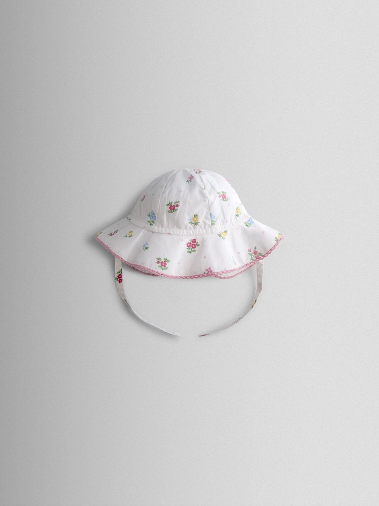 JoJo Maman Bébé White Floral Sun Hat - Image 2 of 3