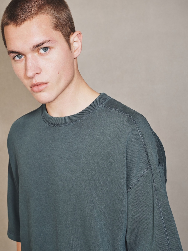 Black Edit Short Sleeve Sweat Top - Image 1 of 8