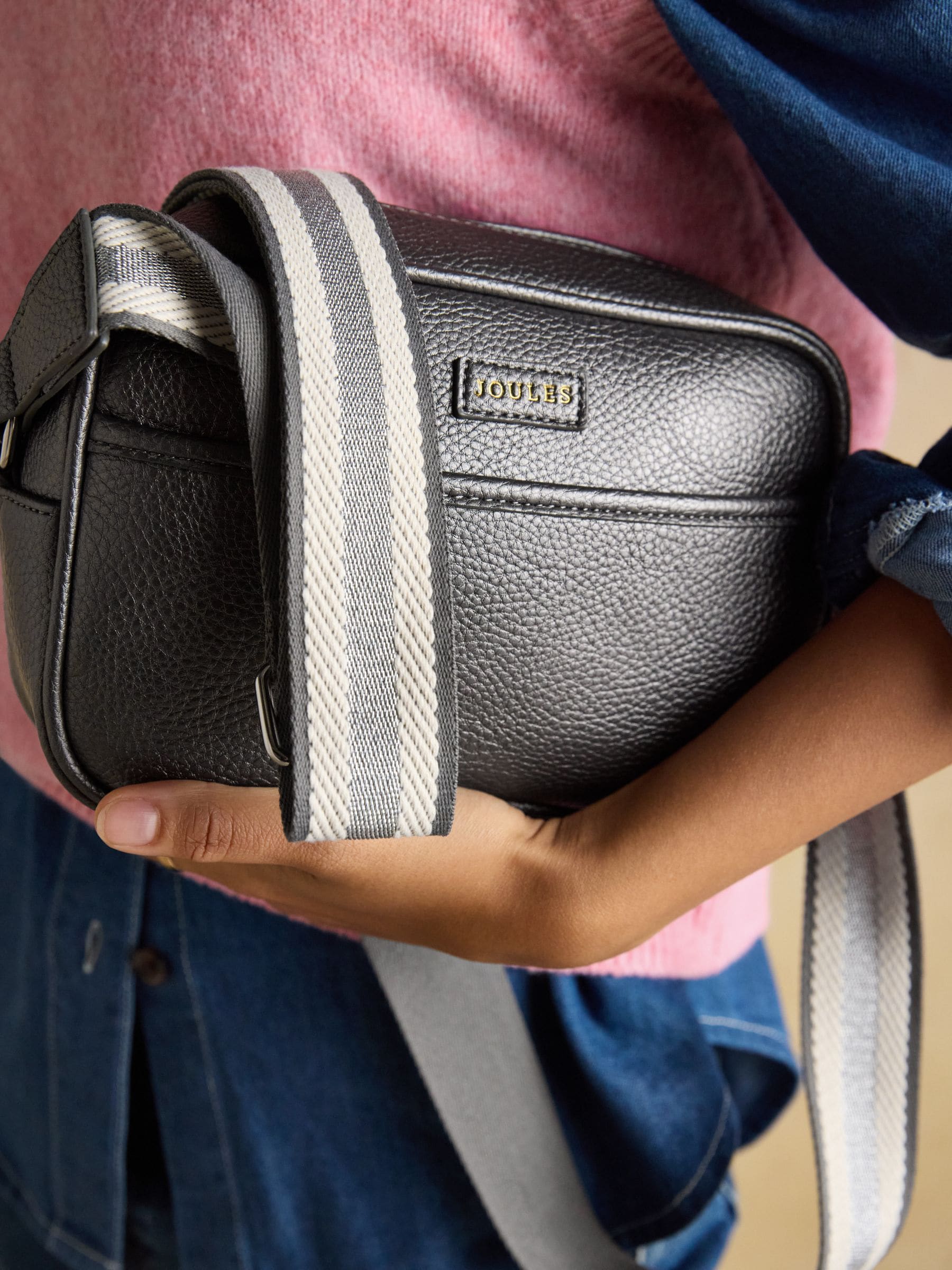 Buy Joules Trent Pewter Grey Cross Body Bag with Adjustable Thick