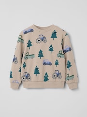 Polarn O. Pyret Natural Cotton Christmas Tree Jumper - Image 1 of 3