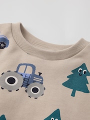 Polarn O. Pyret Natural Cotton Christmas Tree Jumper - Image 2 of 3