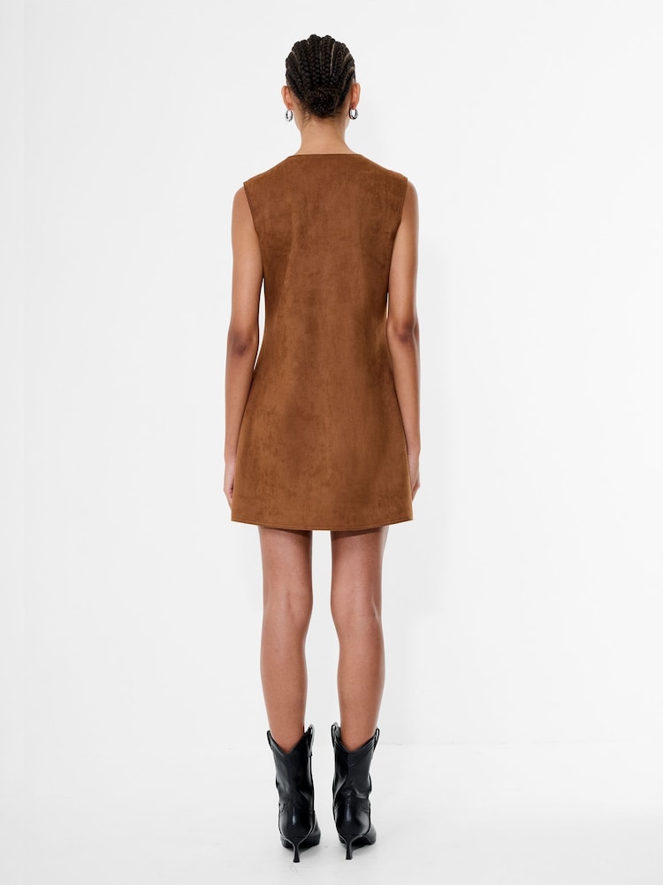 French Connection Brown Lany Suedette Dress - Image 2 of 3