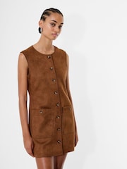 French Connection Brown Lany Suedette Dress - Image 3 of 3