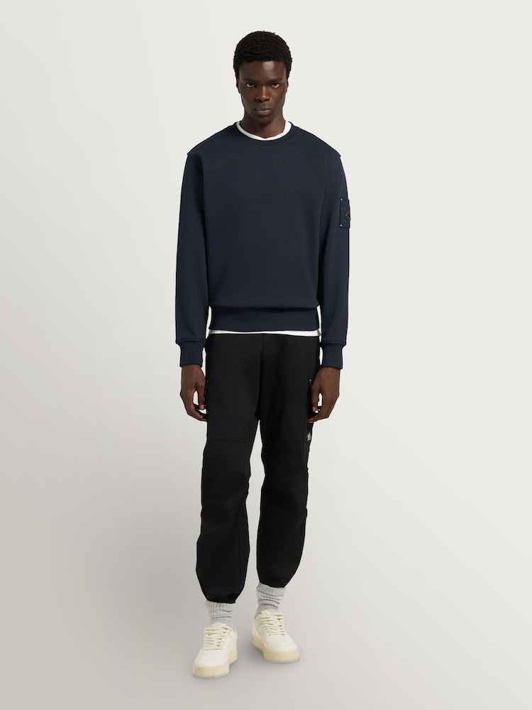 Moose Knuckles Blue Hartsfield Crew Neck Sweatshirt - Image 1 of 8 Moose Knuckles Blue Hartsfield Crew Neck Sweatshirt - Image 1 of 8