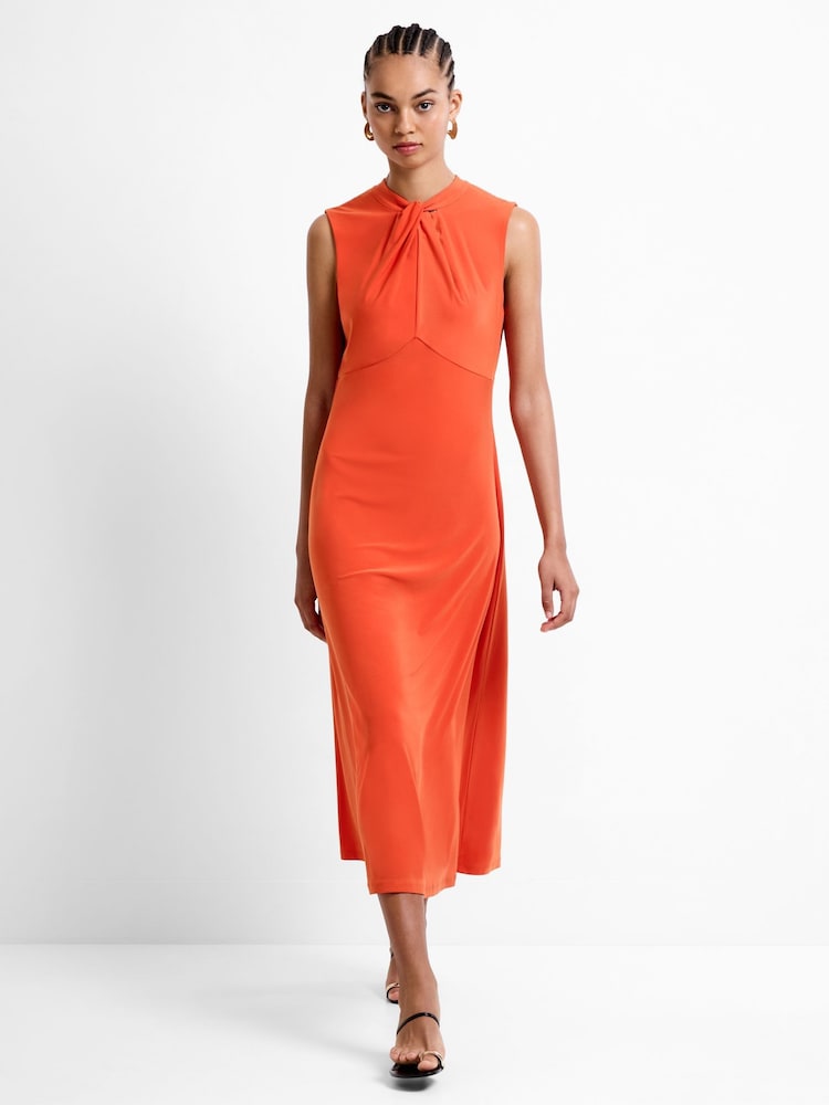 French Connection Orange Samira Twist Midi Dress - Image 1 of 5 French Connection Orange Samira Twist Midi Dress - Image 1 of 5