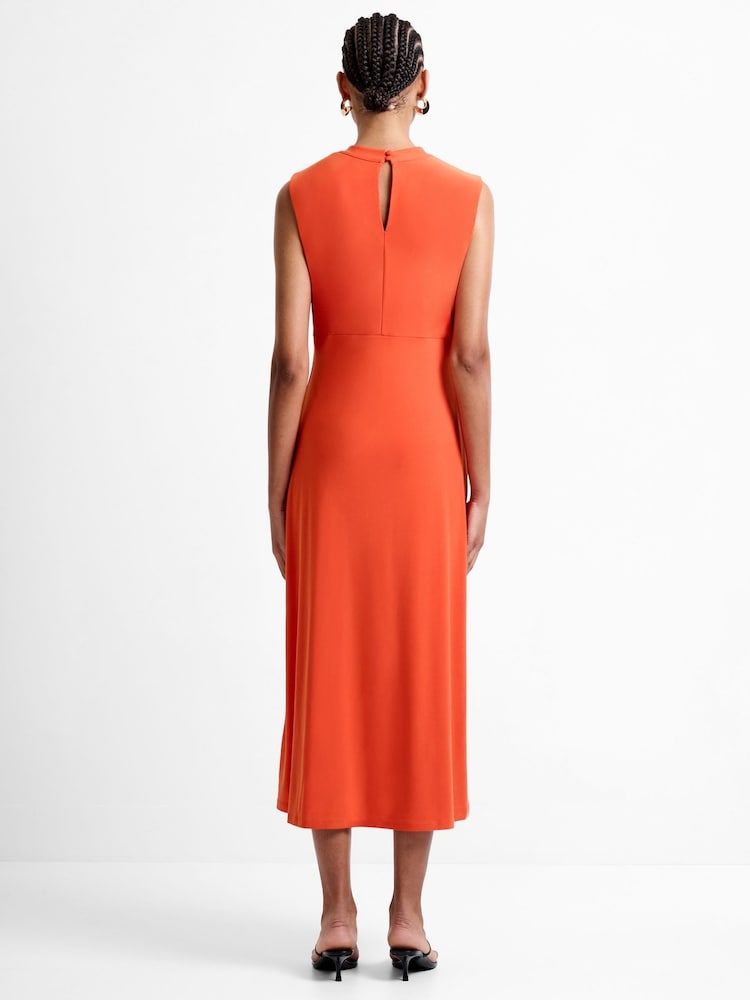 French Connection Orange Samira Twist Midi Dress - Image 2 of 5 French Connection Orange Samira Twist Midi Dress - Image 2 of 5