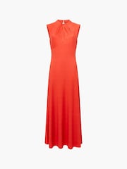French Connection Orange Samira Twist Midi Dress - Image 6 of 6