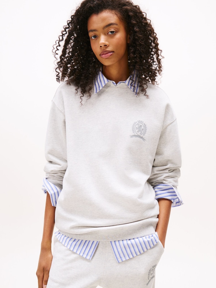 Tommy Jeans Grey Relaxed Jumper - Image 1 of 5 Tommy Jeans Grey Relaxed Jumper - Image 1 of 5