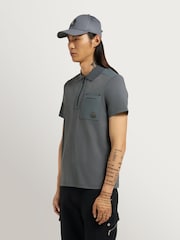 Moose Knuckles Grey Dalon Short Sleeve Zip Polo Shirt - Image 1 of 7