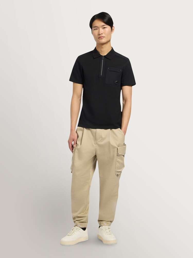Moose Knuckles Black Dalon Short Sleeve Zip Polo Shirt - Image 1 of 4