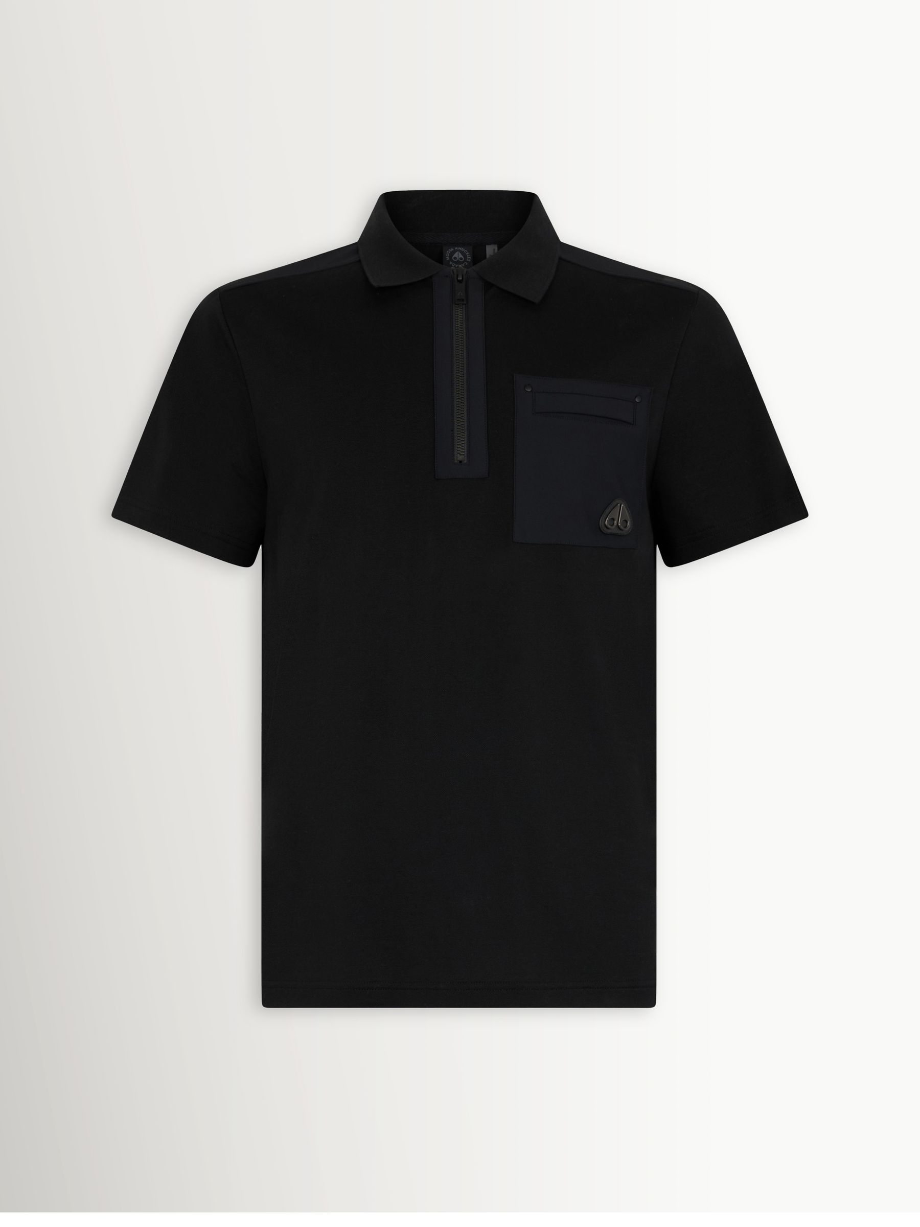 Buy Moose Knuckles Black Dalon Short Sleeve Zip Polo Shirt from