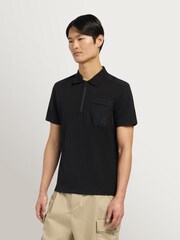 Moose Knuckles Black Dalon Short Sleeve Zip Polo Shirt - Image 3 of 4