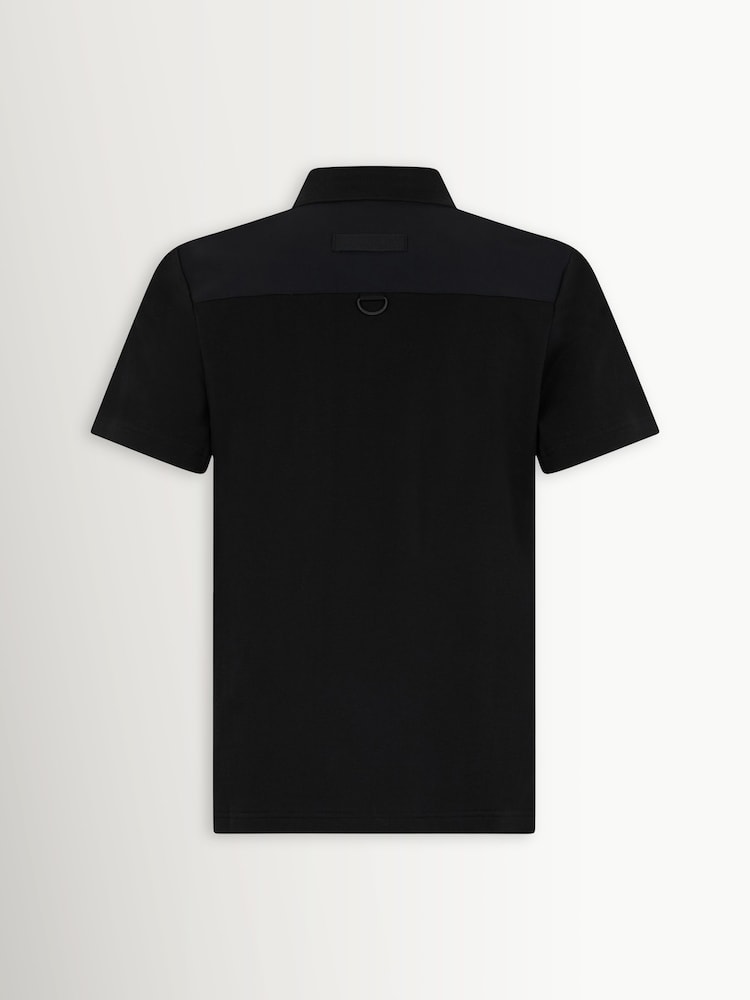 Moose Knuckles Black Dalon Short Sleeve Zip Polo Shirt - Image 4 of 4 Moose Knuckles Black Dalon Short Sleeve Zip Polo Shirt - Image 4 of 4