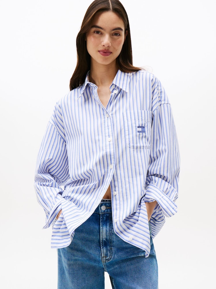 Tommy Jeans Blue Stripe Shirt - Image 1 of 5