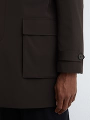 Reiss Dark Brown Haylen Hybrid Overcoat with Removable Gilet - Image 5 of 7