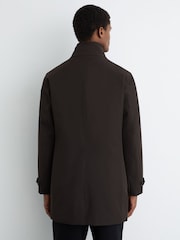 Reiss Dark Brown Haylen Hybrid Overcoat with Removable Gilet - Image 6 of 7