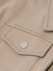 Reiss Stone Medina Premium Interlock Zip-Through Overshirt - Image 1 of 3