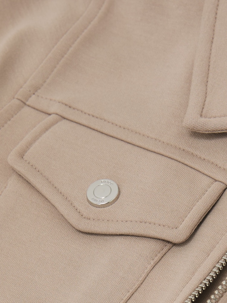 Reiss Stone Medina Premium Interlock Zip-Through Overshirt - Image 1 of 3