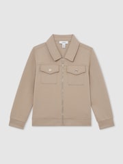 Reiss Stone Medina Premium Interlock Zip-Through Overshirt - Image 3 of 3