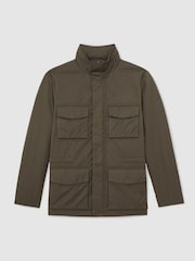 Reiss Khaki Green Oswald Cotton-Blend Padded Four-Pocket Jacket - Image 2 of 6
