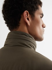 Reiss Khaki Green Oswald Cotton-Blend Padded Four-Pocket Jacket - Image 4 of 6